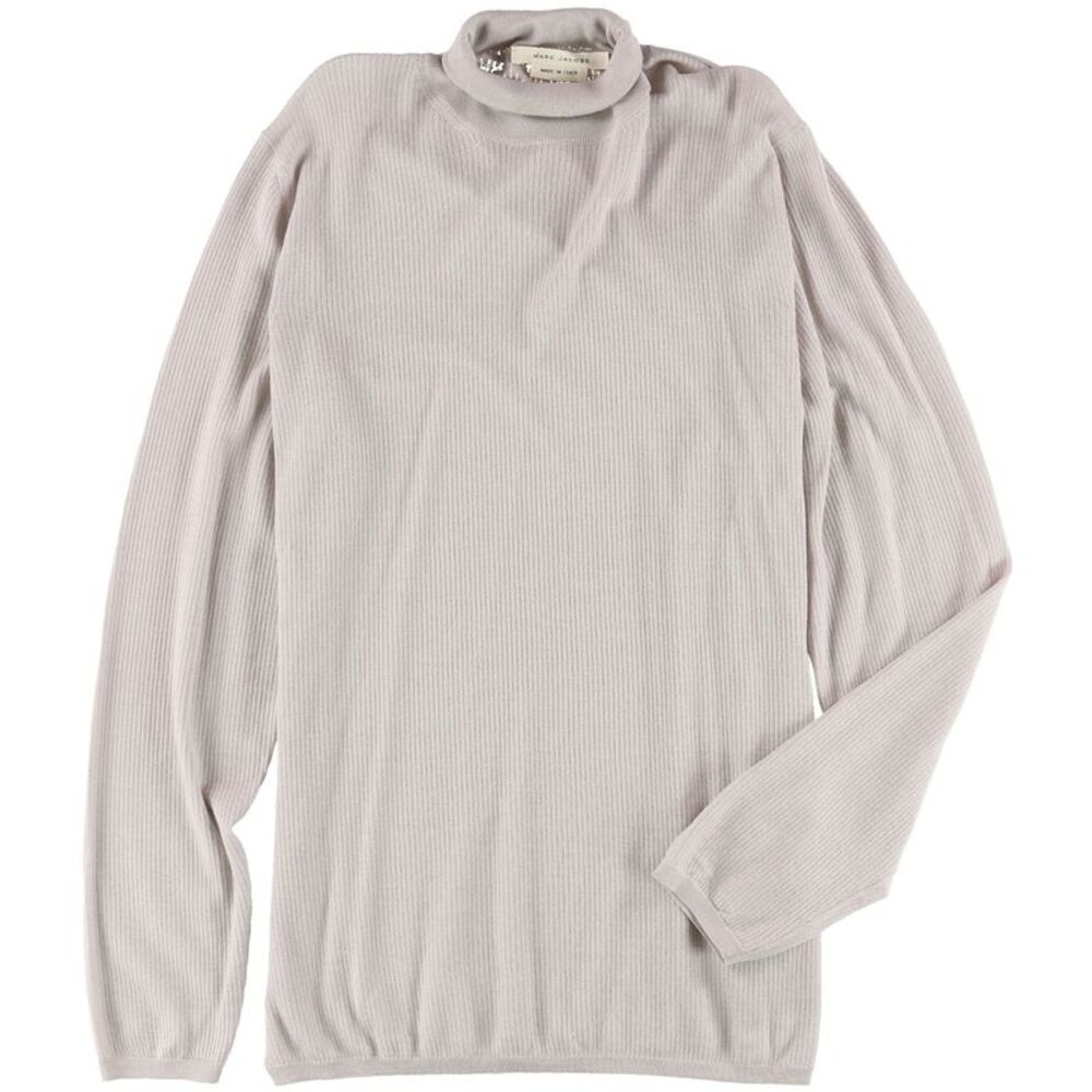 Marc Jacobs Mens Ribbed Cashmere Pullover Sweater, Grey, L, DM